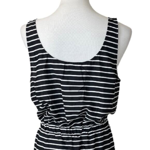 LOFT New Women's Dress Scoop Neck Elastic Waist Black & White Stripe Size L - Picture 8 of 10